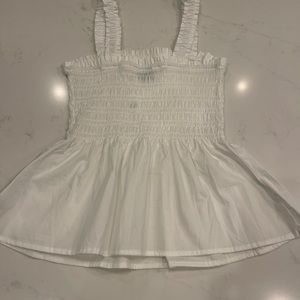 NWT Gap Cotton Poplin Smocked Top White Small